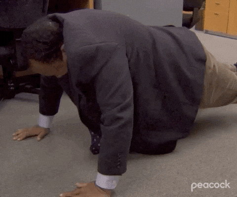 Stanley (The Office) attempting a push-up